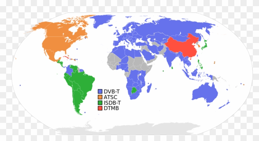 Estándares Tdt A Nivel Mundial - Driving Direction World Map Clipart