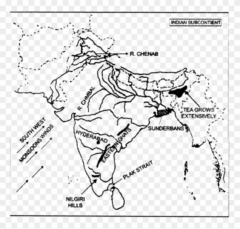 On The Outline Map - Icse Solved Map Of India Clipart