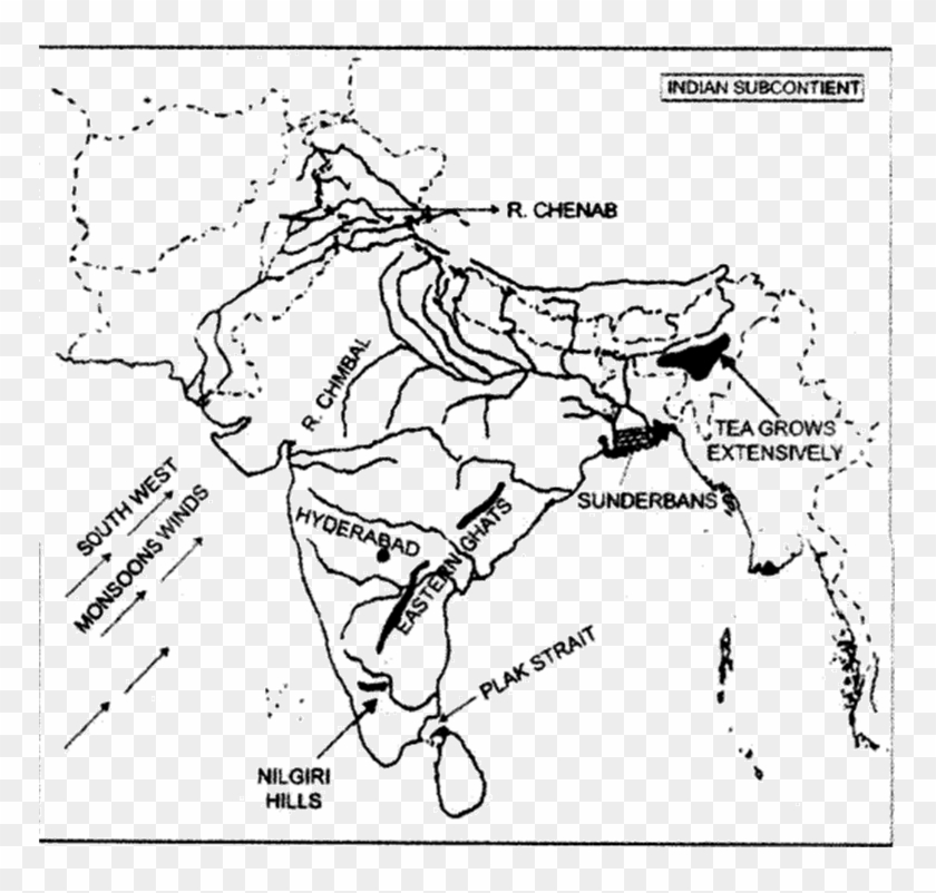 On The Outline Map - Icse Solved Map Of India Clipart #4153344