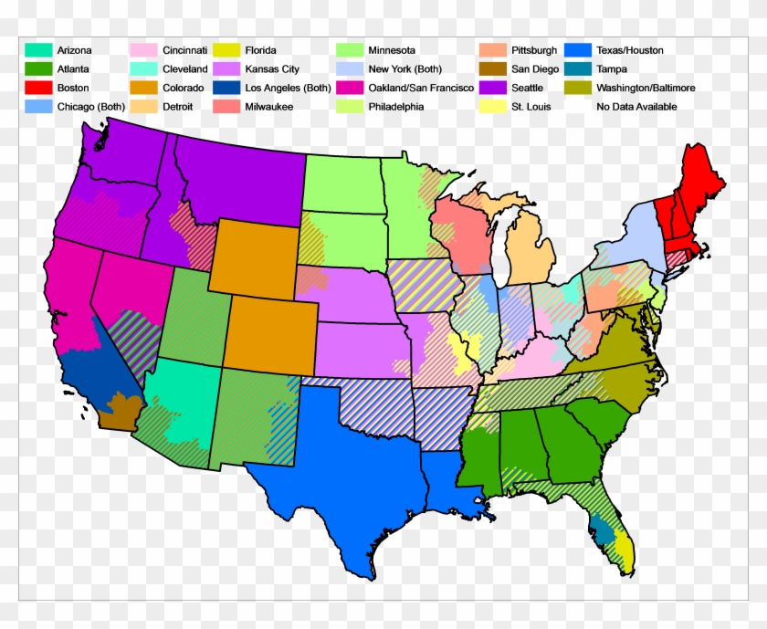 Mlb Blackout Areas - Mlb Blackout Map Clipart