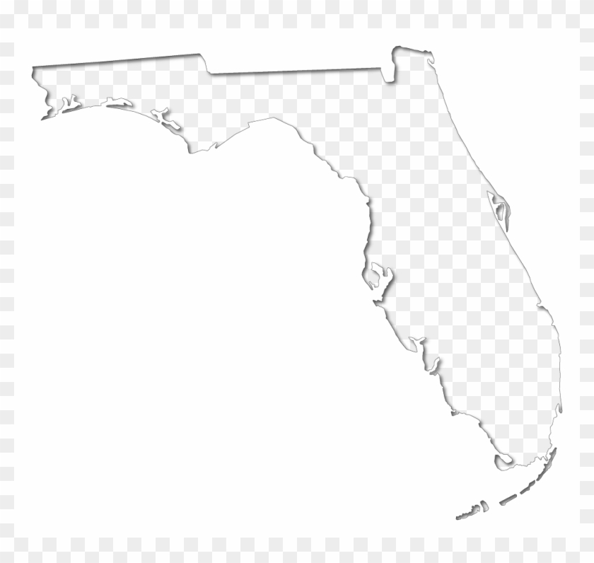 Outline Map Of Florida With An Inner Shadow, Producing - Florida Map Black Clipart #4154206