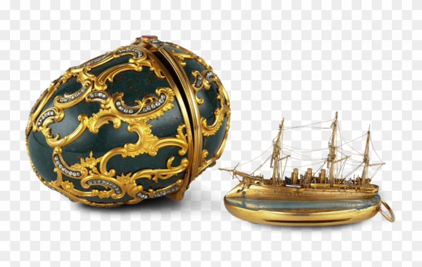 The Memory Of Azov Egg With Its Surprise, A Gold Miniature - Faberge Egg Ship Clipart