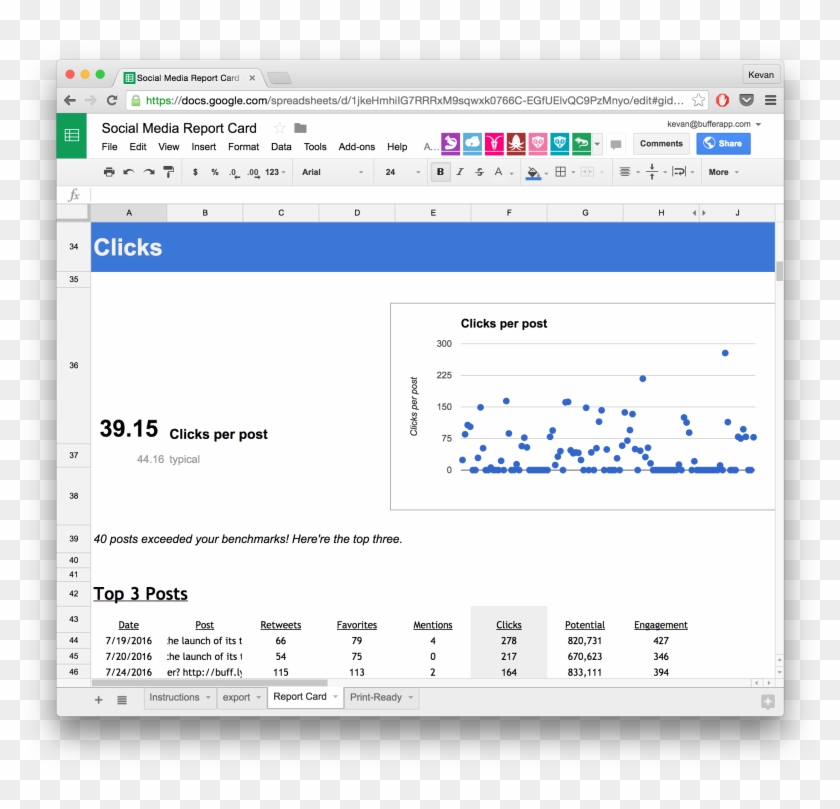 Social Media Report Card Spreadsheet - Spreadsheet Clipart #4156757