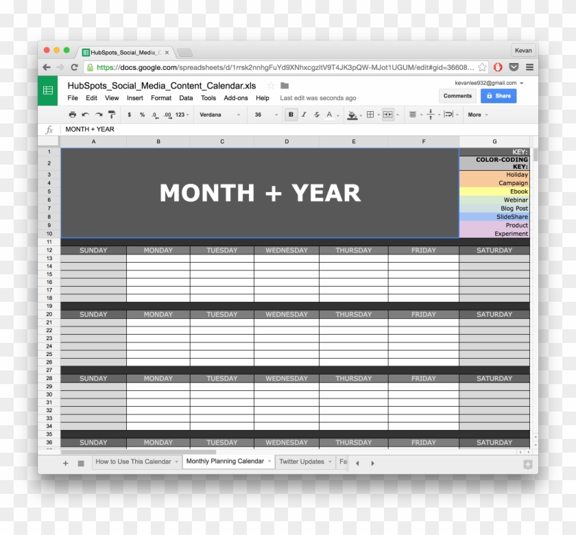 Full Size Of 10 Ready To Go Marketing Spreadsheets - Social Media Calendar Template Google Sheets Clipart #4156868