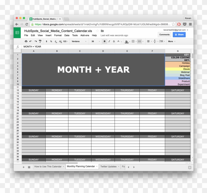 Full Size Of 10 Ready To Go Marketing Spreadsheets - Social Media Calendar Template Google Sheets Clipart