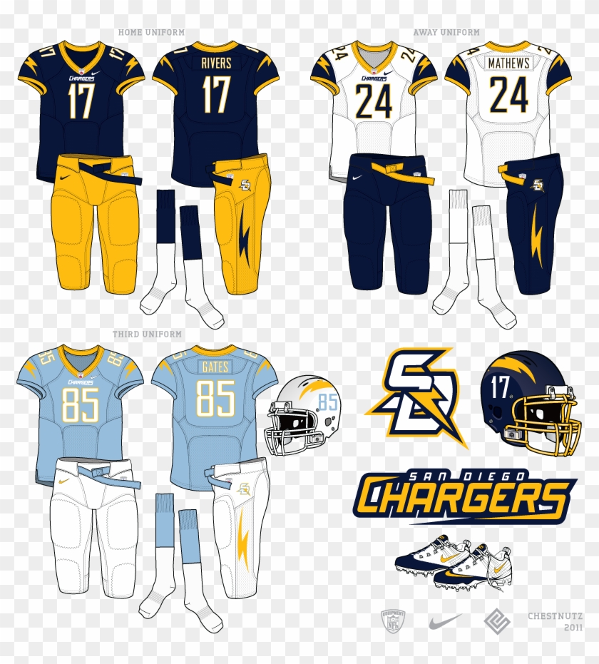 San Diego Chargers - Cincinnati Bengals Concept Uniforms Clipart #4157141