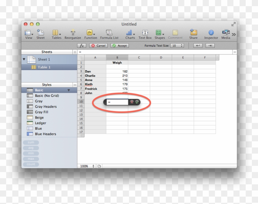 A Basic Spreadsheet Has One Table On It But Allows - Divide Numbers In Spreadsheet Clipart