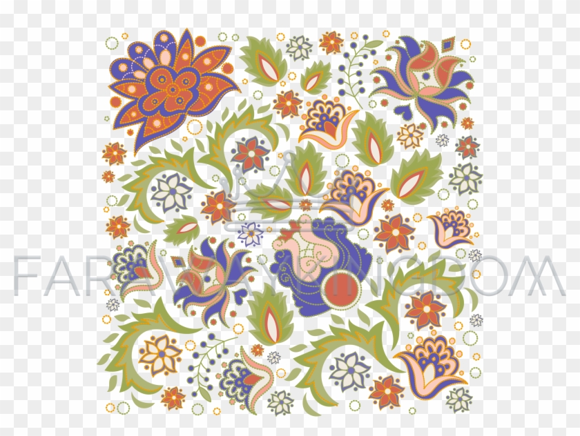 Floral Ornament Oriental Folk Ethnic Vector Illustration - Motif Clipart #4158664