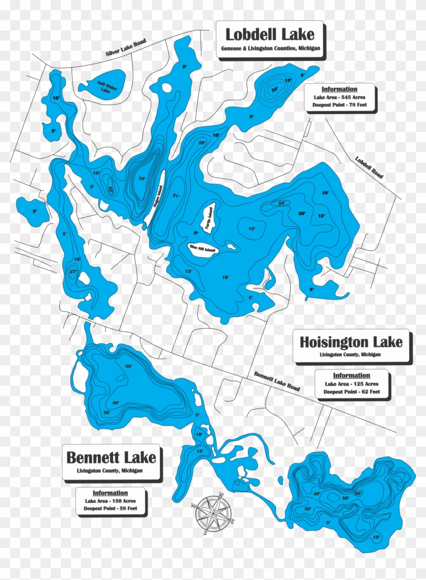 Transparent Lake Map - Lobdell Lake Map Clipart