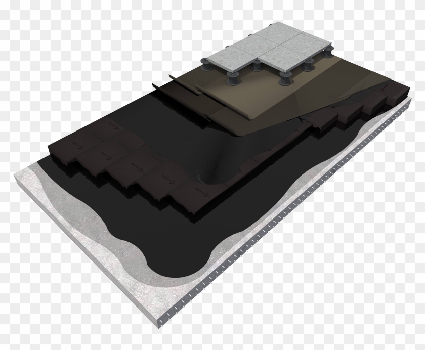 1 Compact Flat Roof With Paving Slabs Or Interlocking - Roof Clipart #4160899