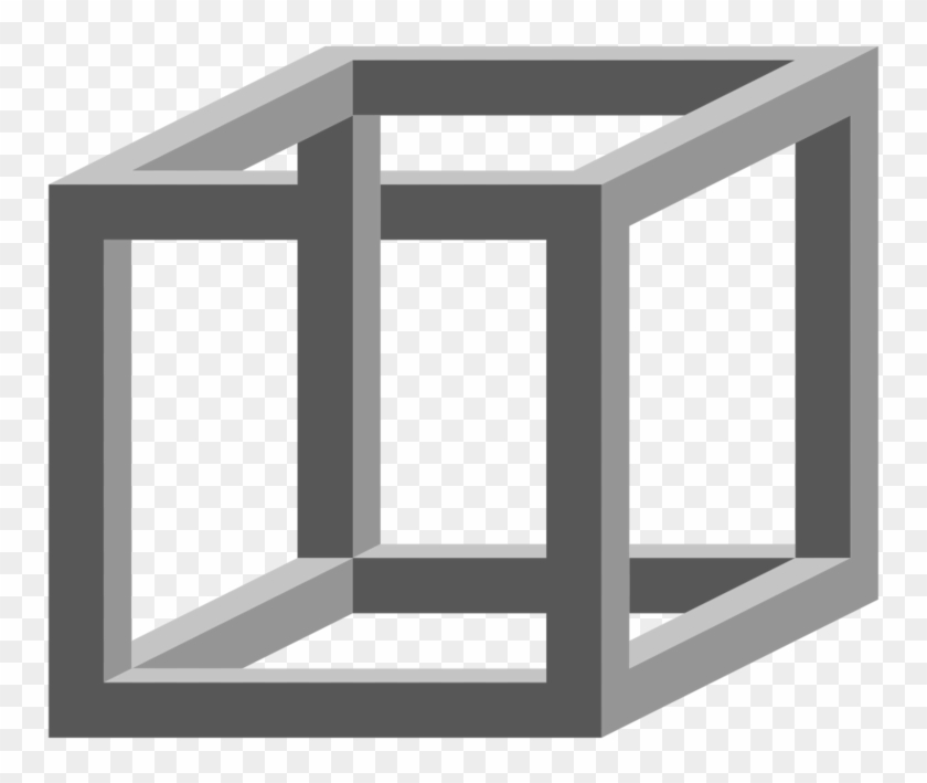2000px Necker Cube And Impossible Cube - Wire Frame Cube Clipart