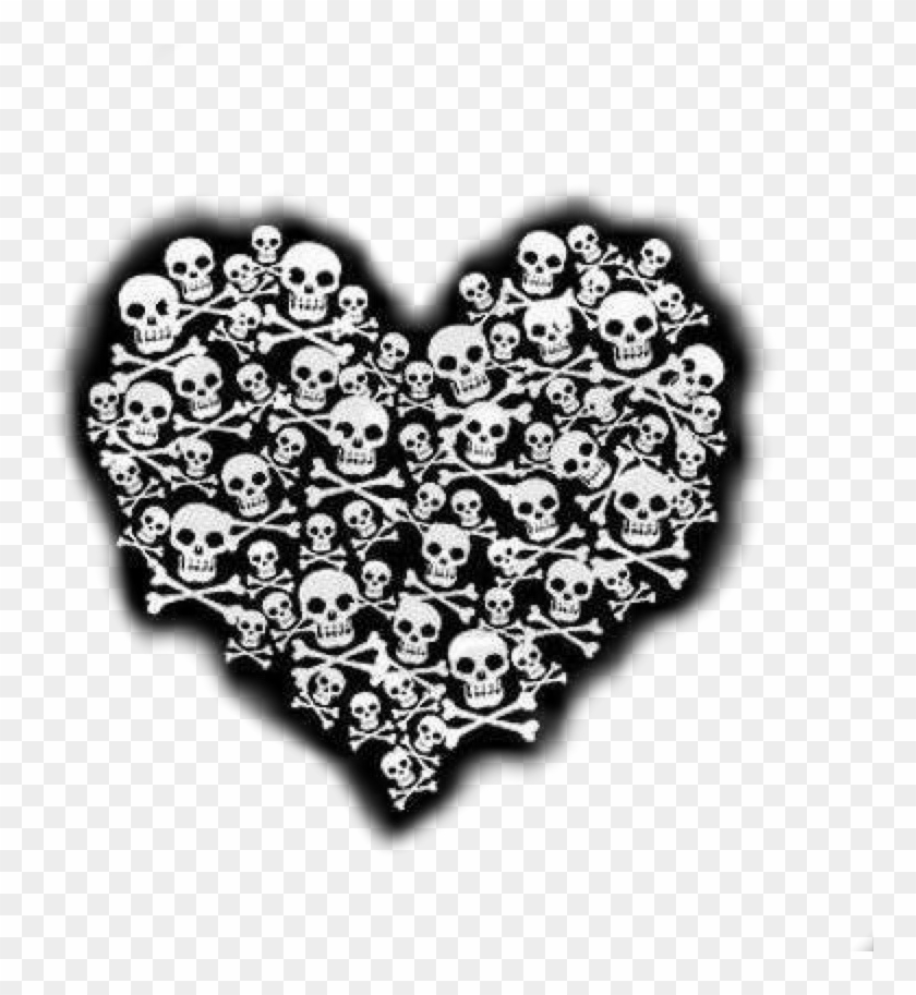 #skull #heart #blackandwhite #horror #terror #gotic - Evil Broken Heart Clipart