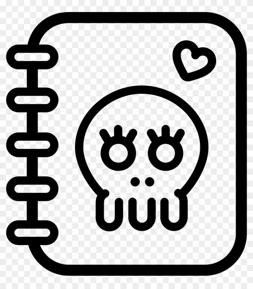 Notebook Of Spring Outline With A Skull And A Heart - Icon Clipart