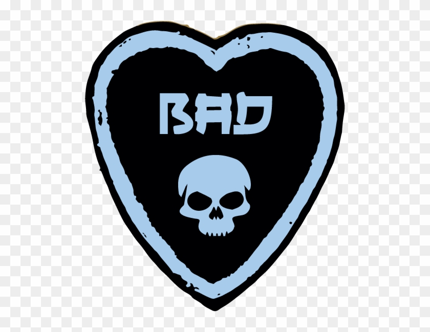 Bad 'skull' Heart Black/aqua [pack-10] Clipart