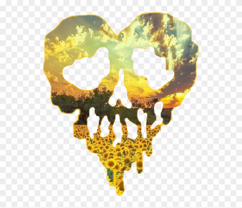 #skull #heart #skullheart #sunflower #sunset #sunflowerskull - Heart Clipart #4165298