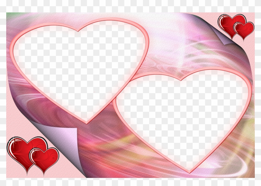 Marco Para Dos Fotos, Postal Para San Valentin - Two Heart Frame Png Clipart