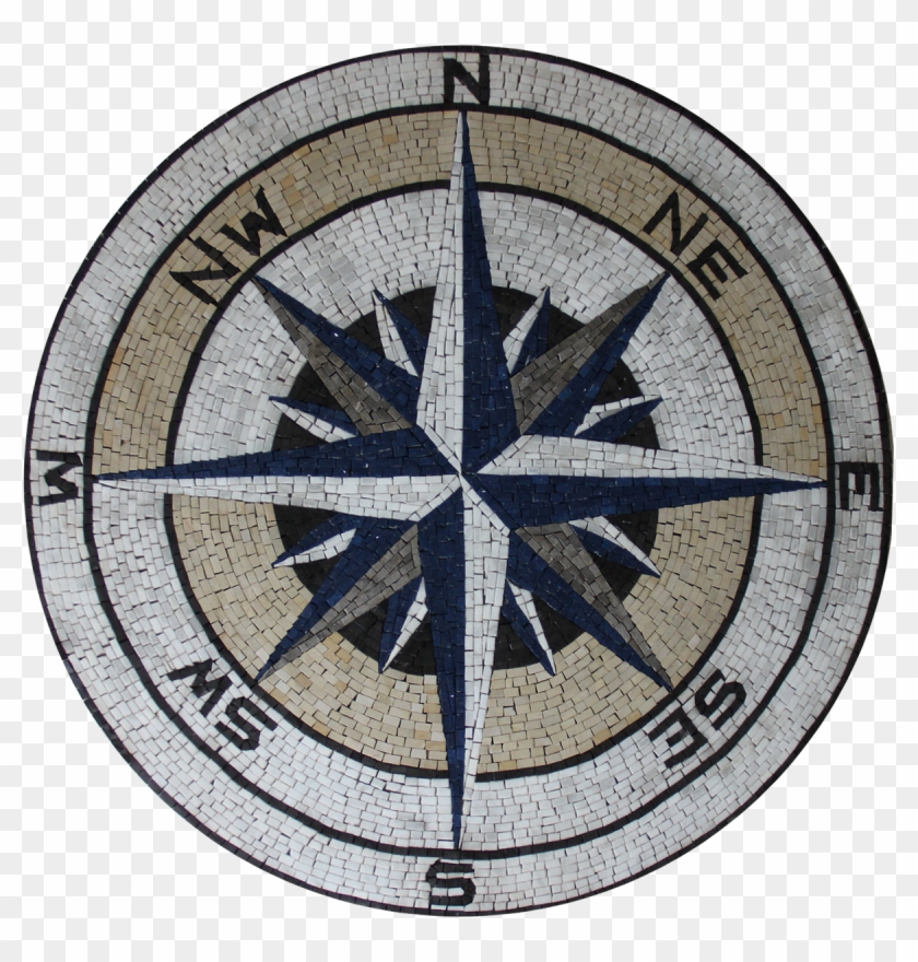 Compass Marble Medallion Wall & Floor Mosaic - Mosaic Clipart #4166715