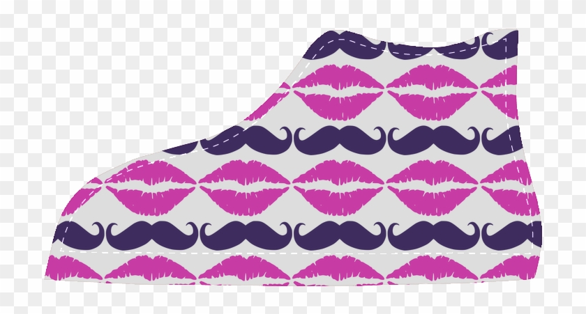 Hot Pink Hipster Mustache And Lips Women's High Top - Sock Clipart