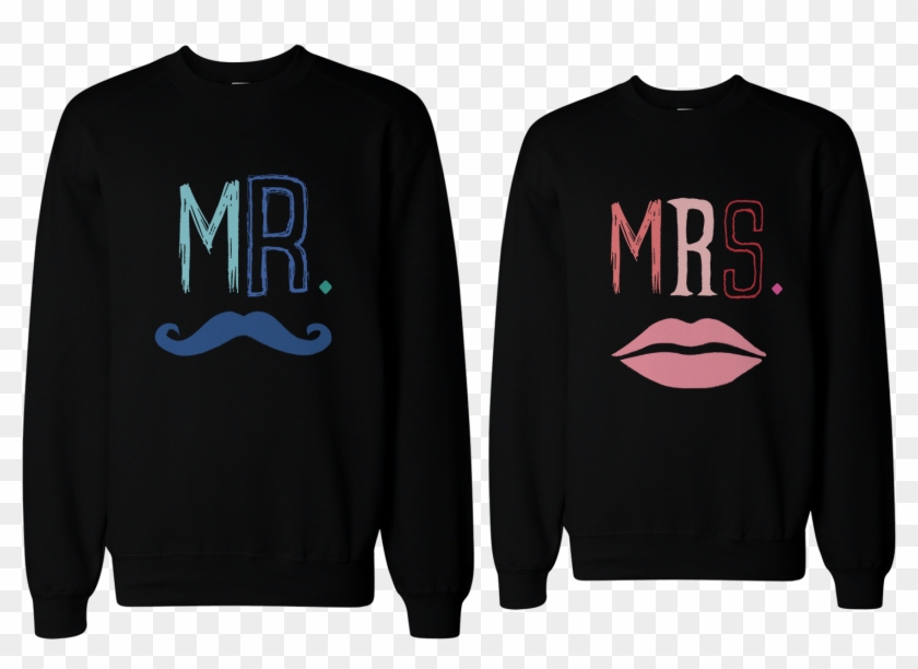 Blue Mustache & Mrs - Boyfriend And Girlfriend Couple Shirt Clipart #4167456