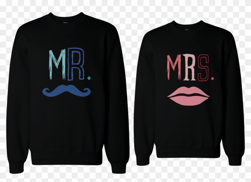 Blue Mustache & Mrs - Boyfriend And Girlfriend Couple Shirt Clipart