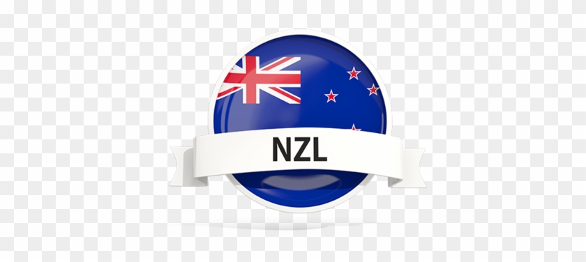 Round Flag With Banner - New Zealand Flag Clipart #4167573