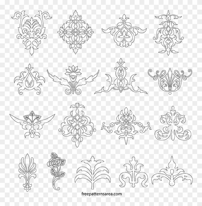 Flourishes Vector Decorative Element - Line Art Clipart #4169653