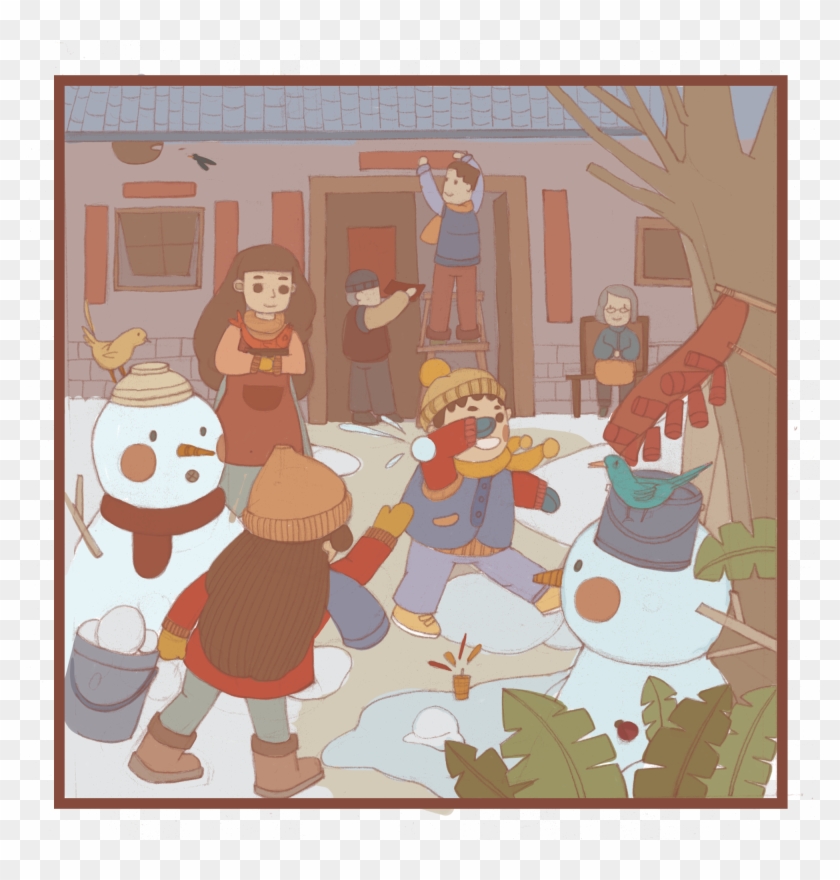 Hand Painted Chinese New Year Playful Png And Psd - Cartoon Clipart