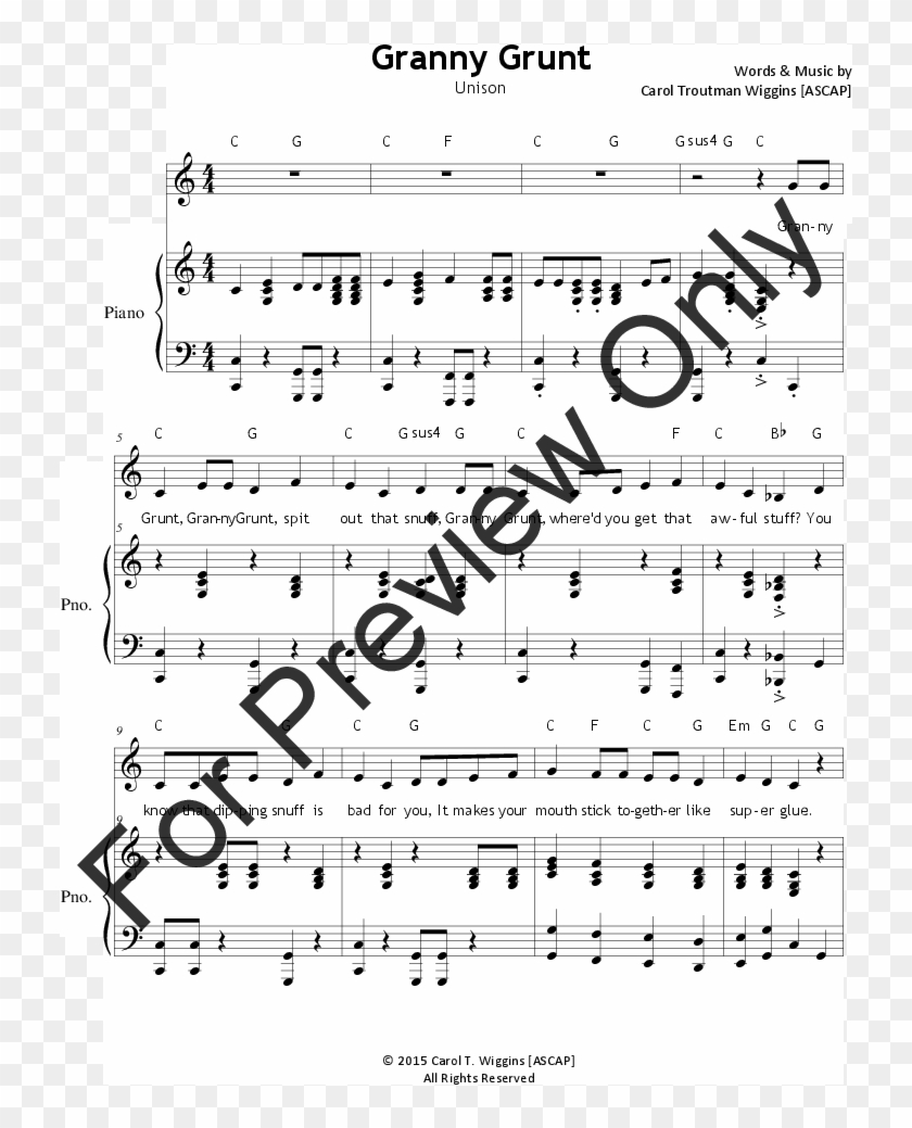 Click To Expand Granny Grunt Thumbnail - Star Spangled Banner Notes For The Violin Clipart