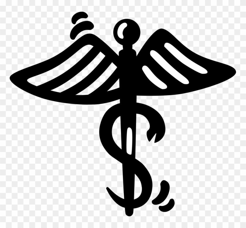 Vector Illustration Of Caduceus Staff Entwined By Two Clipart #4175349