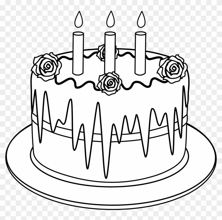 Cilpart Impressive Design Ideas Colorable Line Art - Birthday Cake Drawing Png Clipart #4177636