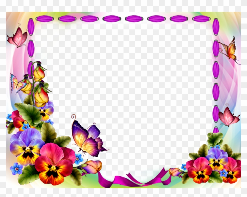 Download Red Flower Frame Transparent Background For - Butterfly Borders And Frames Clipart #4179094