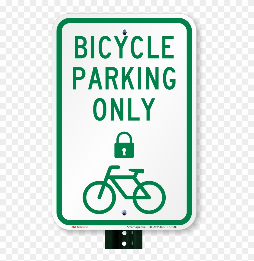 Bicycle Parking Only Signs With Lock Symbol - Sign Clipart