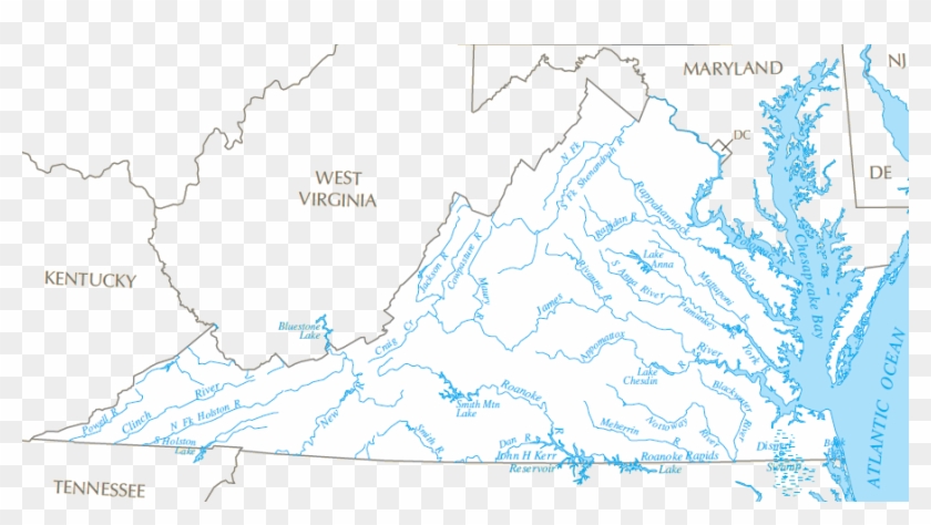Map Of Virginia Rivers Clipart #4185580