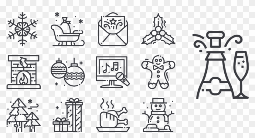 Christmas And New Year Line Set By Kucingklawu Std - Winter Clipart