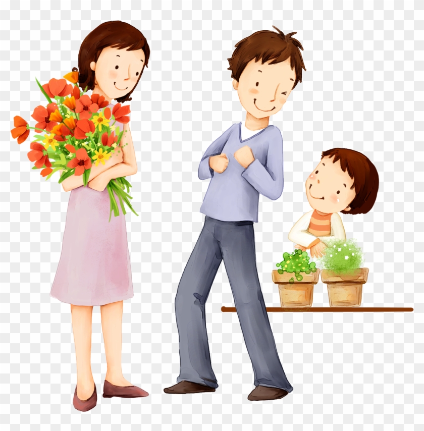Family Happiness Child Cartoon Illustration - Illustration Family Cartoon Png Clipart #4194876