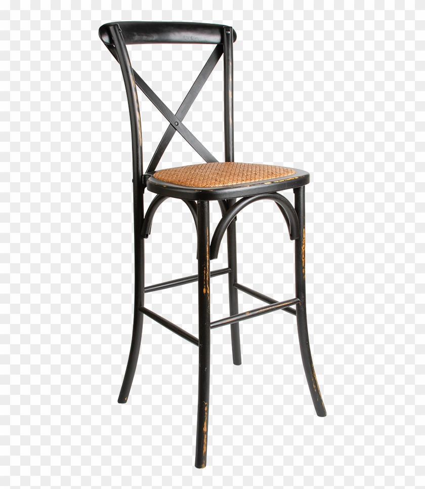 Black Distressed Bistro Barstool - Brown Cross Back Chairs Clipart #4195272