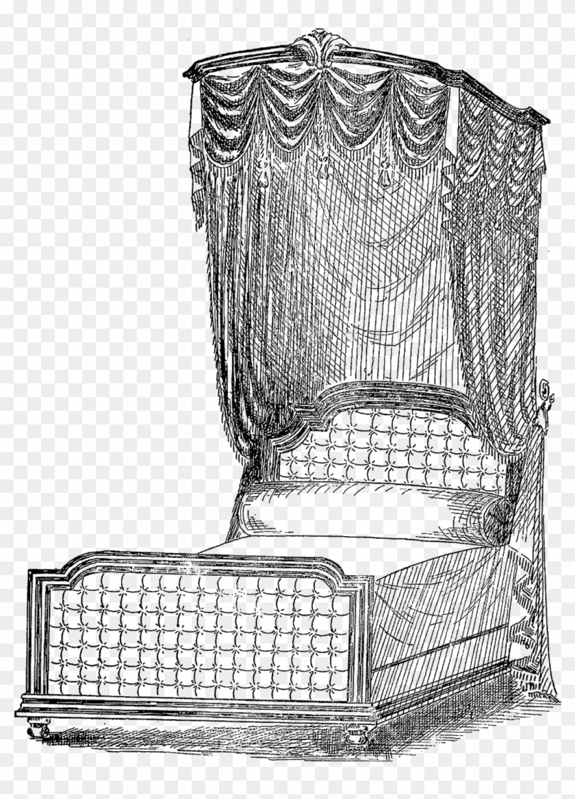 How Sweet Is This Vintage Bed Design Illustration I - Throne Clipart