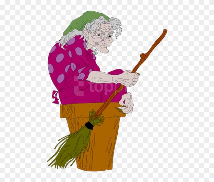 Ugly Witch With Broom Clipart