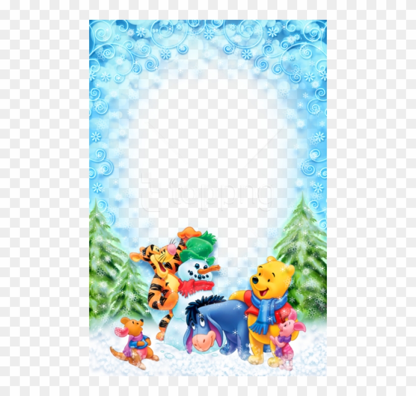 Free Png Christmas Kids Winter Photo Frame With Winnie - Disney Christmas Picture Frame Clipart