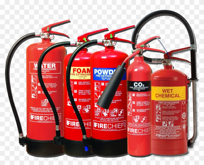 Range Of Different Extingusihers - Fire Extinguisher Types Png Clipart