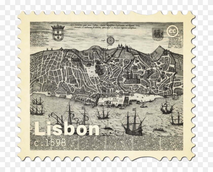 Lisbon Stamp - Mapa Antiguo De Lisboa Clipart #4199202