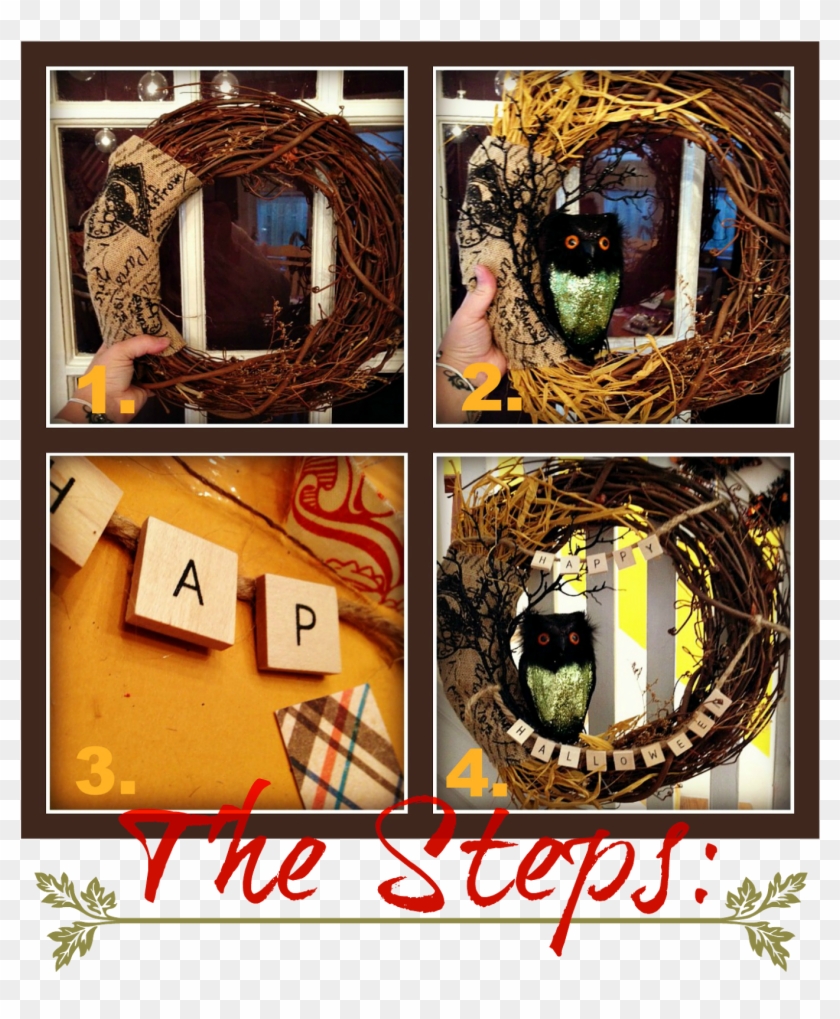 4 Steps To Make A Spooky Rustic Halloween Owl Wreath - Decoration Clipart