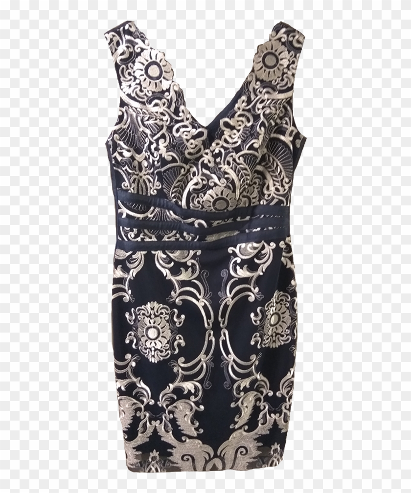 Mini Dress In Straight Line With White Lace - Day Dress Clipart