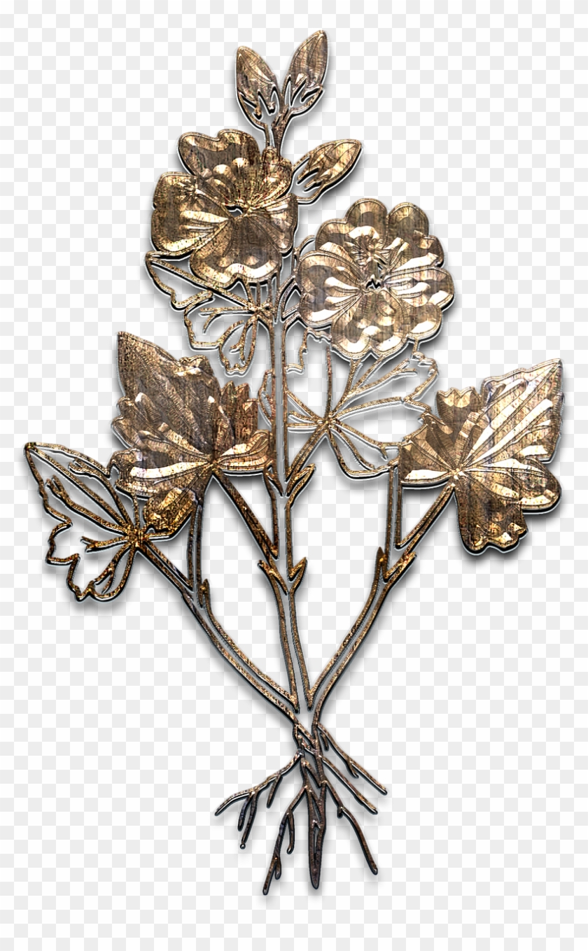 Flower,metal,aged - Texture Flower Png Gold Clipart #420937