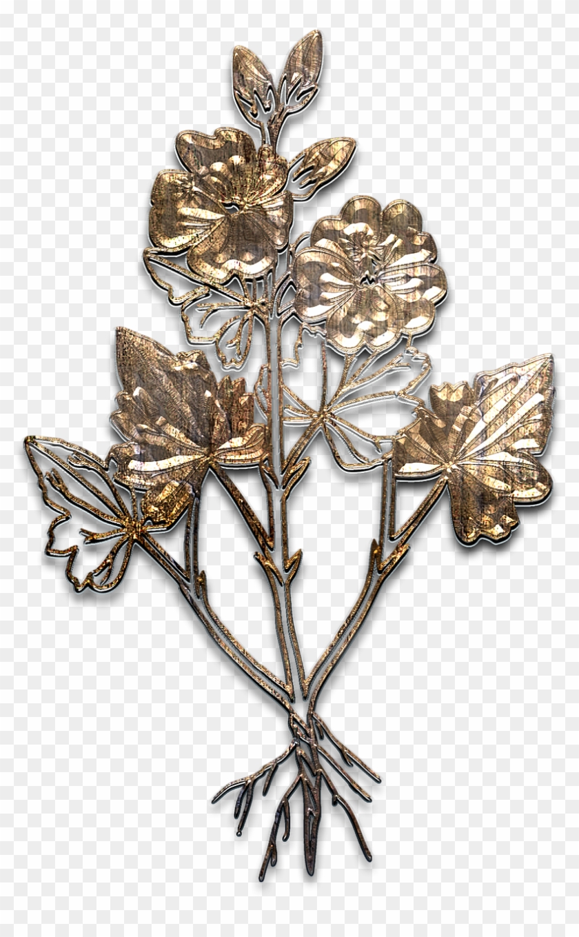 Flower,metal,aged - Texture Flower Png Gold Clipart