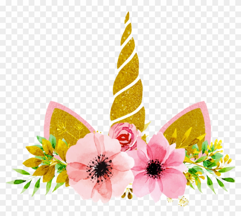 Unicorncrown Unicorn Unicornio Coronaflores Flowers - Unicornio Con Corona De Flores Clipart #422439