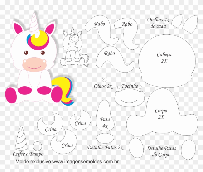 De Papel Fieltro Mitolog A Askartelu Mitologa - Desenho Unicornio Em Eva Clipart