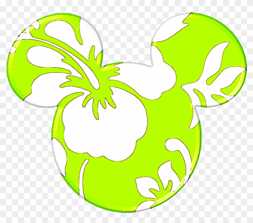 Mickey Heads Hawaiian Style Mickey Minnie Hello Kitty - Silueta De Cara De Minnie Colores Png Clipart