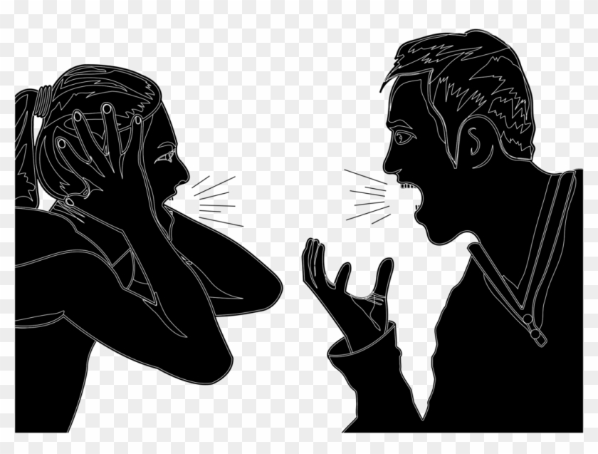 Human Behavior Visual Arts Silhouette Cartoon - Cartoon People Arguing Black And White Clipart #423566