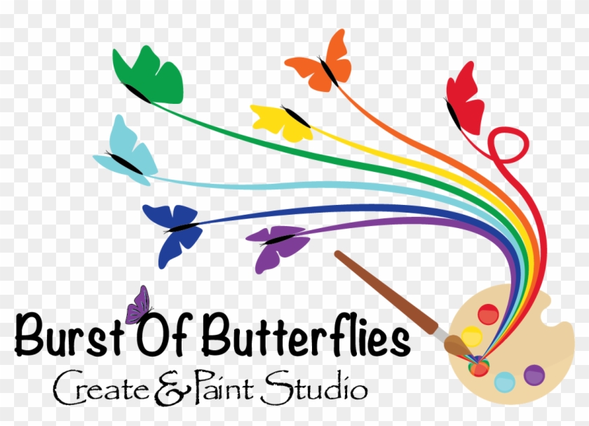Splatter Clipart Pottery Painting - Burst Of Butterflies - Png Download
